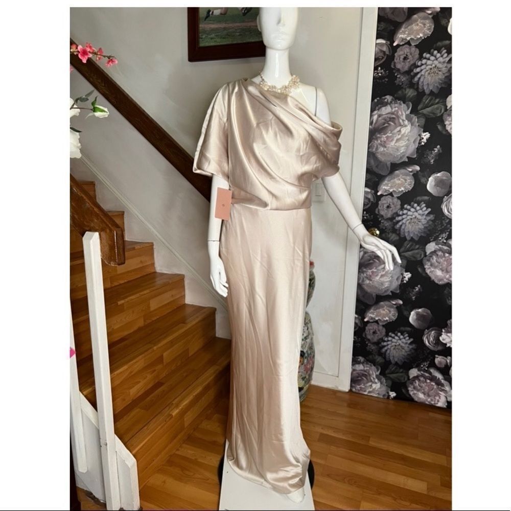 BHLDN Amsale Pryce Off-the-Shoulder Column Dress/ size 8 - Picture 4 of 8